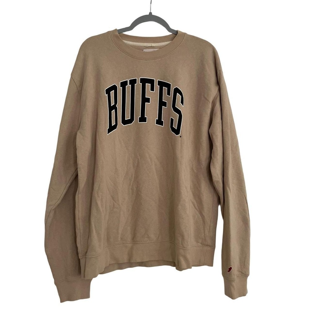 League 91 Buffs Sweatshirt Women XL Tan Good Collegiate Crewneck Fleece Pullover